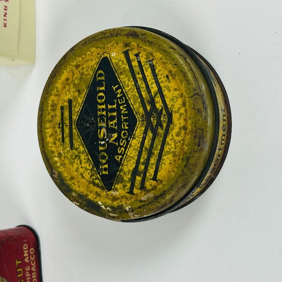 Vintage 3 Tins Prince Albert Tobacco Household Nails Cavalier Cigarette Holder - Picture 3 of 10